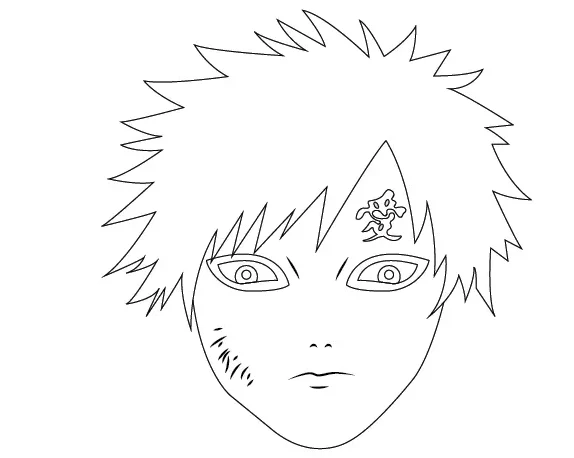 Step-2-Draw-the-face-and-features-of-Gaara-Anime