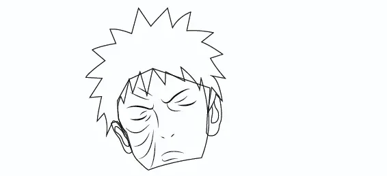 Step-3-Draw-the-Face-line-and-Ears-of-Obito-Uchiha