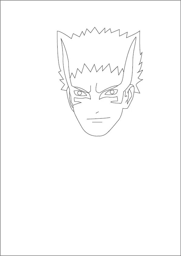 Step-03-Draw-Hair-and-Facial-Features-of-Naruto-Baryon-Mode