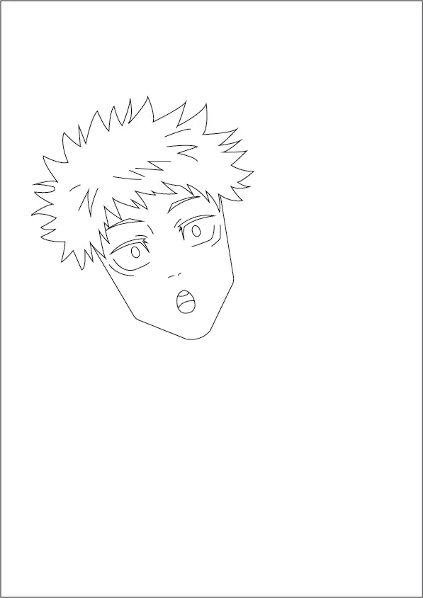 Step-03-Draw-the-face-and-features-of-Yuji-Itadori