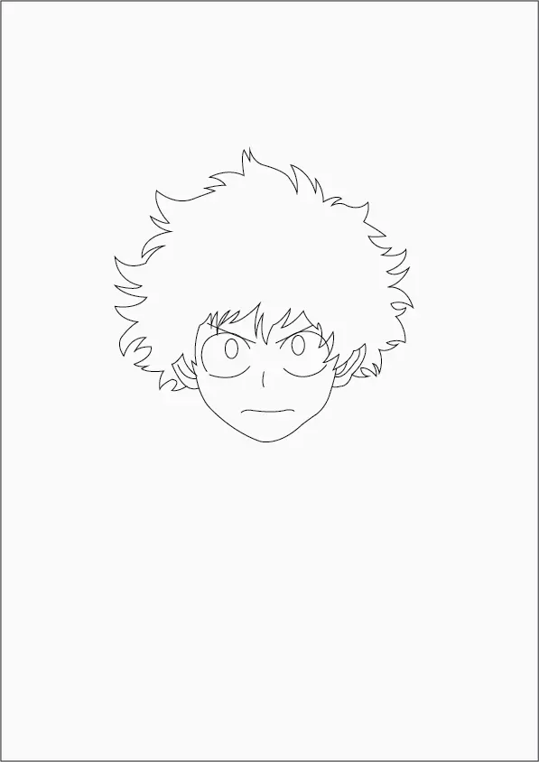 Step-02-Sketch-Deku-face-and-features