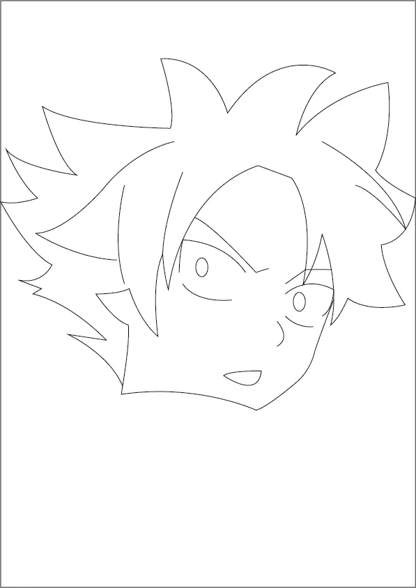 Step-03-Draw-the-eyes-eyebrows-nose-and-mouth-of-Natsu-Dragneel