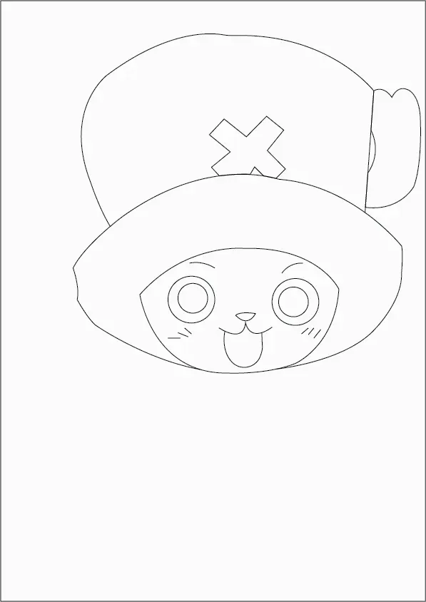 Step-03-Draw-mouth-hat-and-cross-sign-and-also-draw-Choppers-antlers-on-the-left-side-of-the-hat