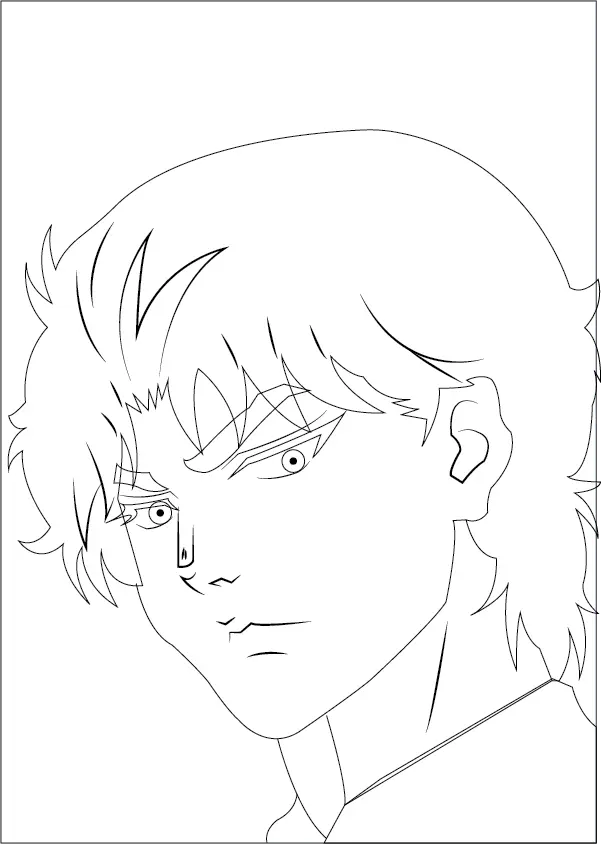 Step-05-Dio-face-drawing-Also-draw-a-straight-line-beneath-the-chin-to-prominent-the-neck